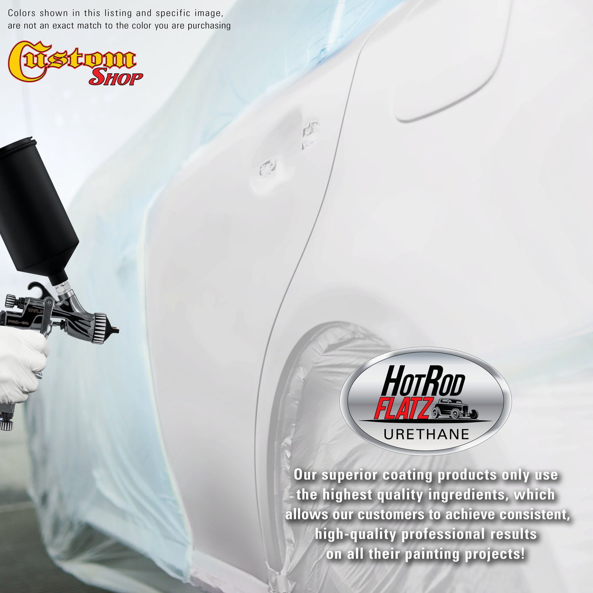 Performance Bright White - Hot Rod Flatz Flat Matte Satin Urethane Auto Paint - Complete Quart Paint Kit