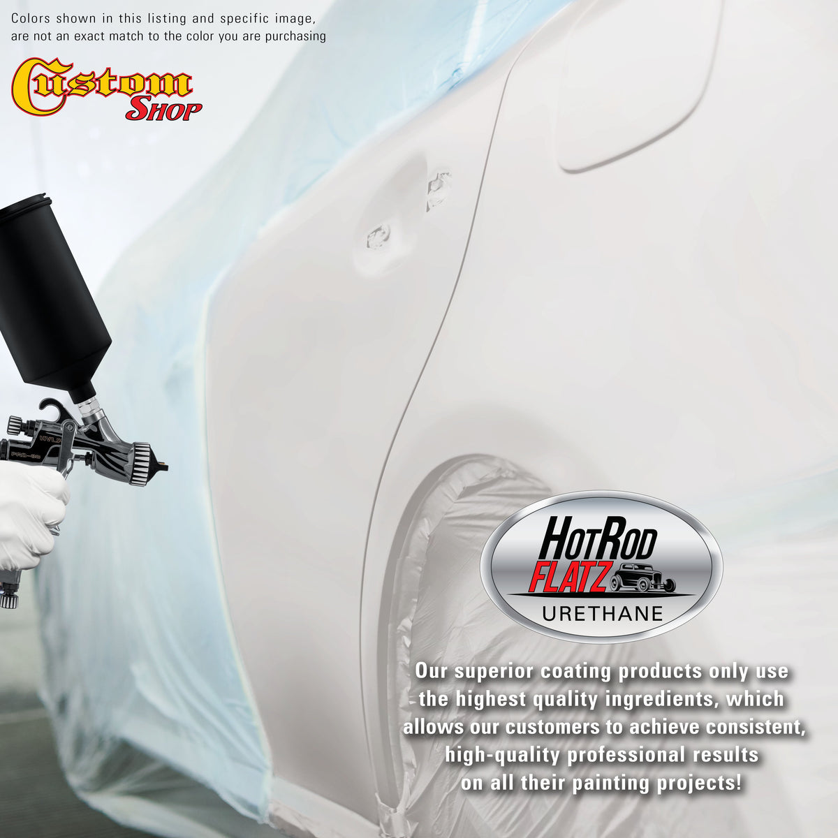 Cameo White - Hot Rod Flatz Flat Matte Satin Urethane Auto Paint - Complete Quart Paint Kit Coating