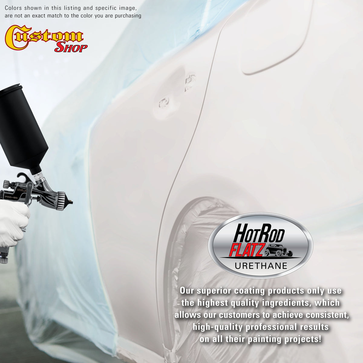 Oxford White - Hot Rod Flatz Flat Matte Satin Urethane Auto Paint - Complete Quart Paint Kit Coating
