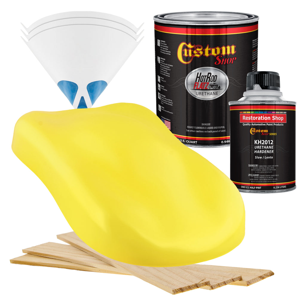 Daytona Yellow - Hot Rod Flatz Flat Matte Satin Urethane Auto Paint - Complete Quart Paint Kit
