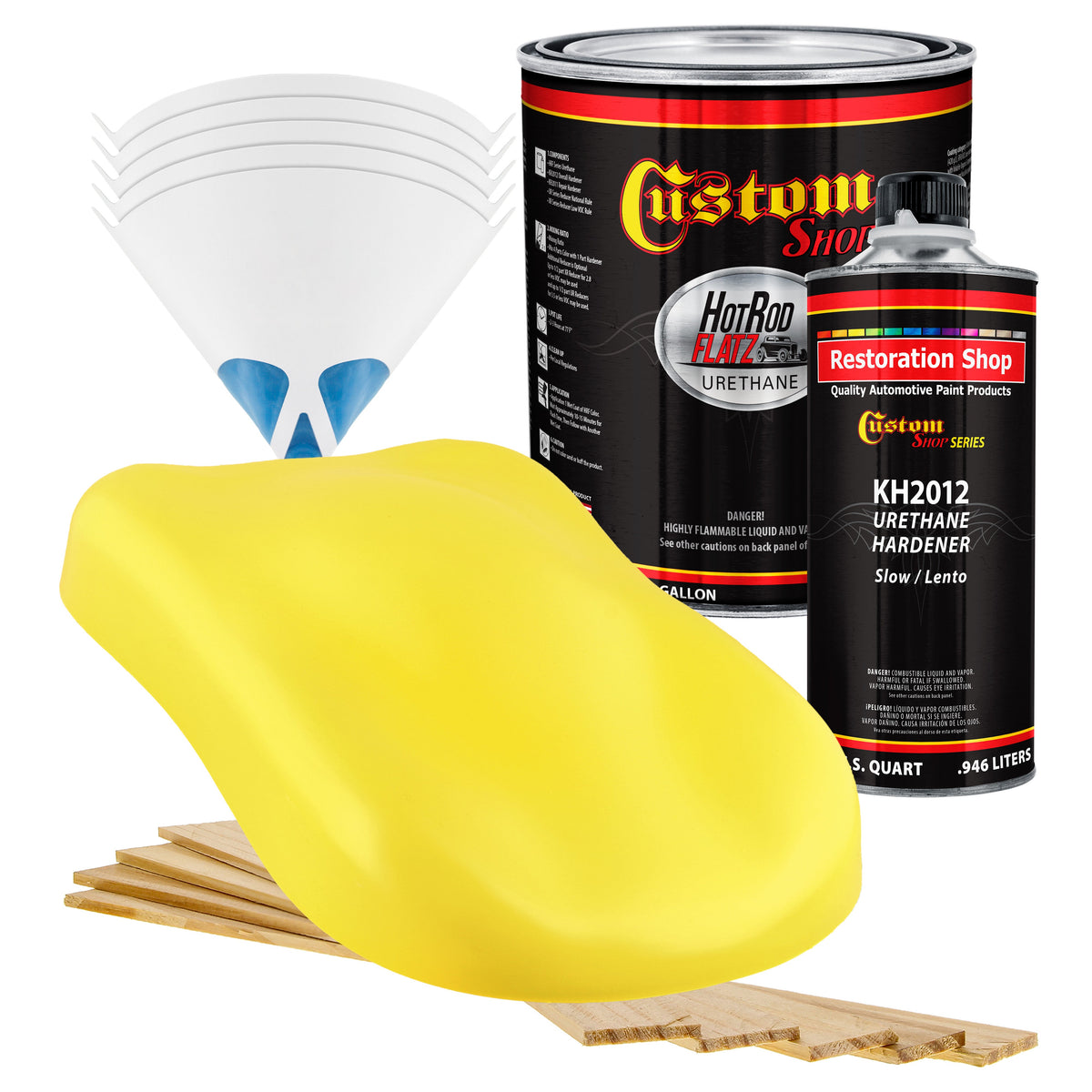 Electric Yellow - Hot Rod Flatz Flat Matte Satin Urethane Auto Paint - Complete Gallon Paint Kit