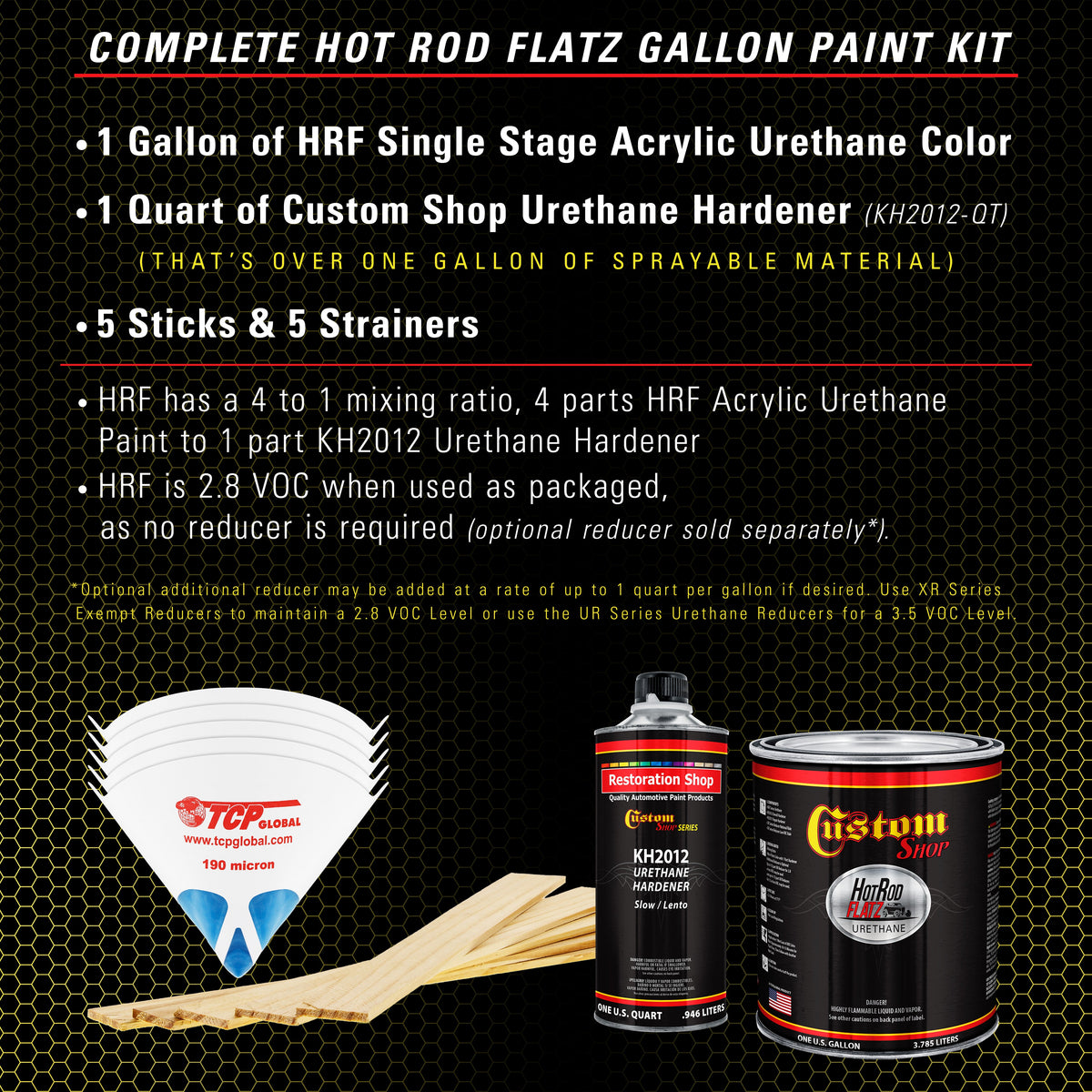 Electric Yellow - Hot Rod Flatz Flat Matte Satin Urethane Auto Paint - Complete Gallon Paint Kit