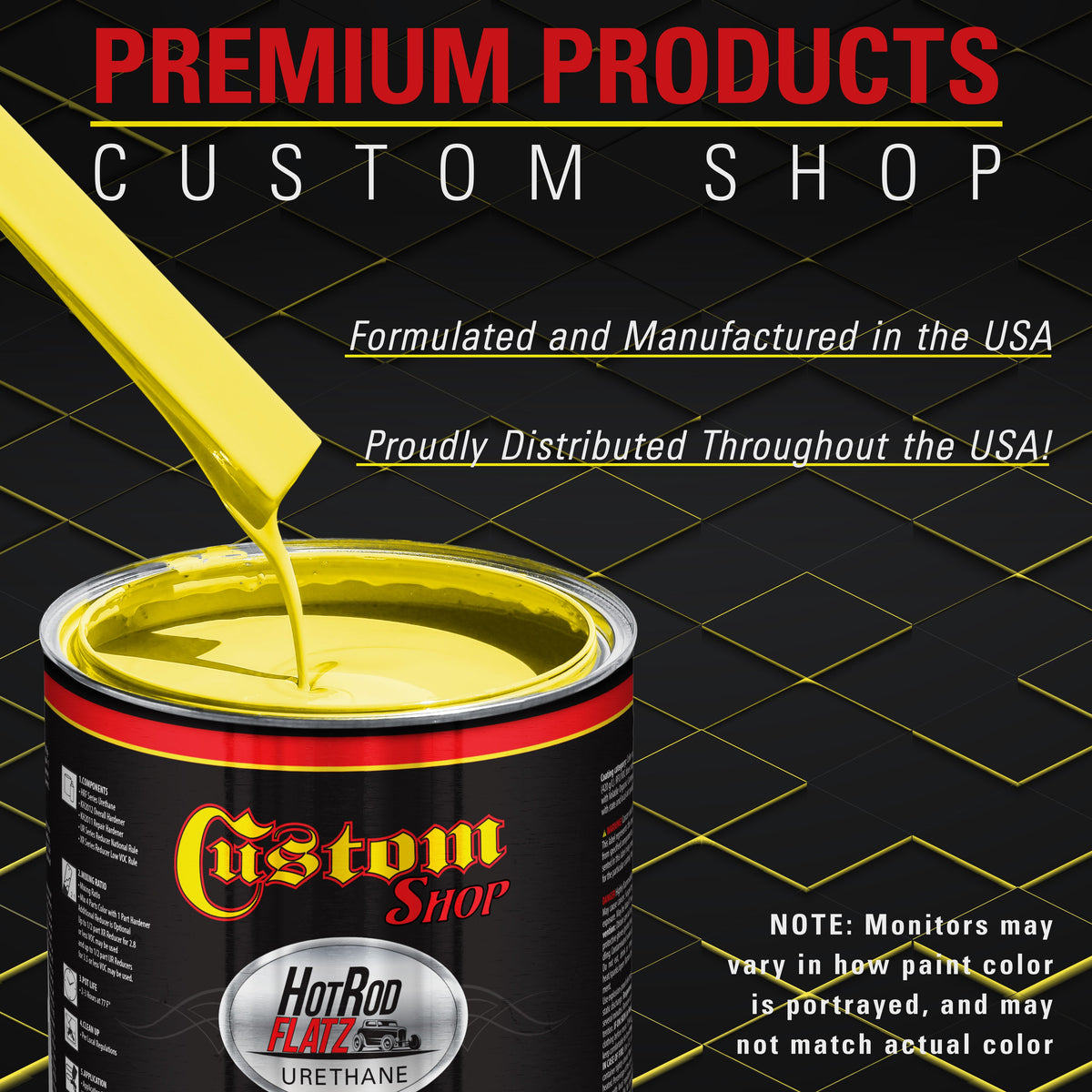 Electric Yellow - Hot Rod Flatz Flat Matte Satin Urethane Auto Paint - Complete Gallon Paint Kit