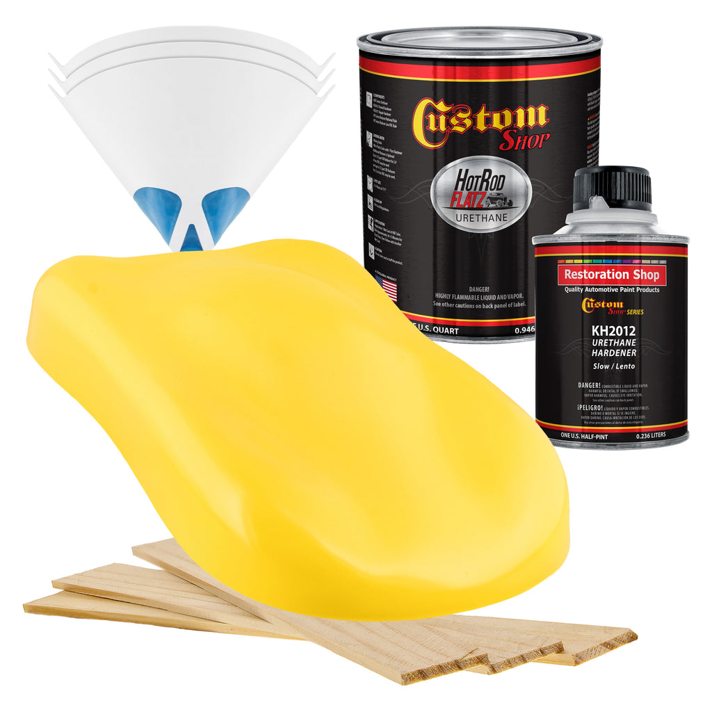 Canary Yellow - Hot Rod Flatz Flat Matte Satin Urethane Auto Paint - Complete Quart Paint Kit Coating