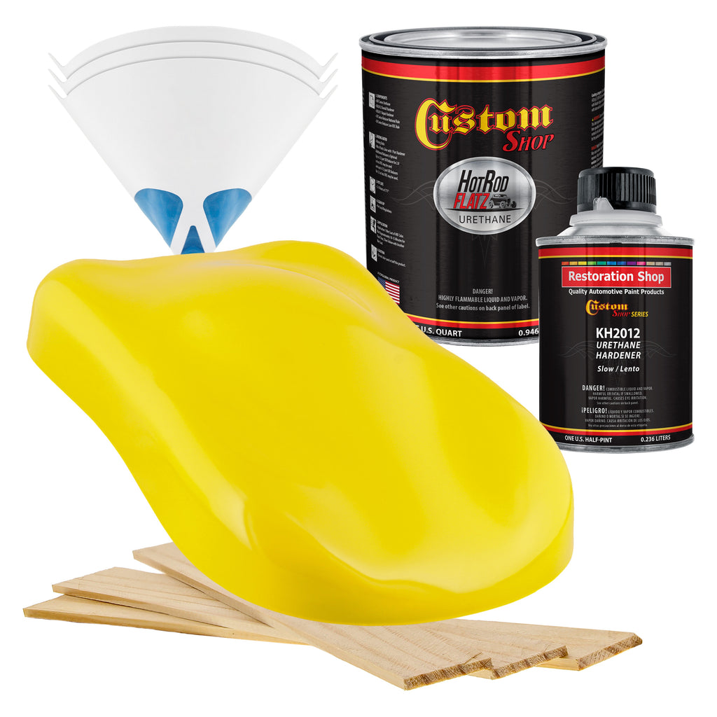 Indy Yellow - Hot Rod Flatz Flat Matte Satin Urethane Auto Paint - Complete Quart Paint Kit Coating