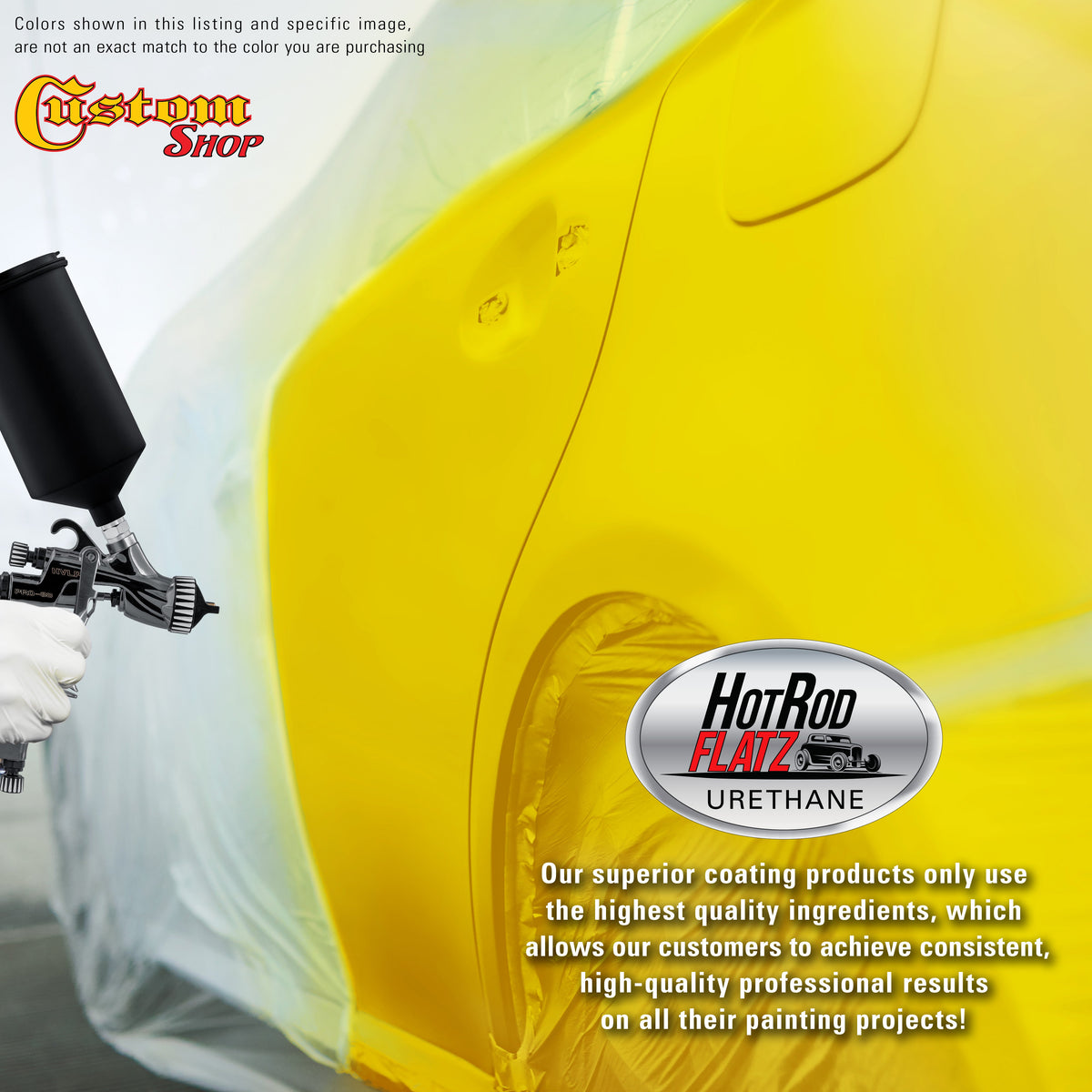 Indy Yellow - Hot Rod Flatz Flat Matte Satin Urethane Auto Paint - Complete Quart Paint Kit Coating