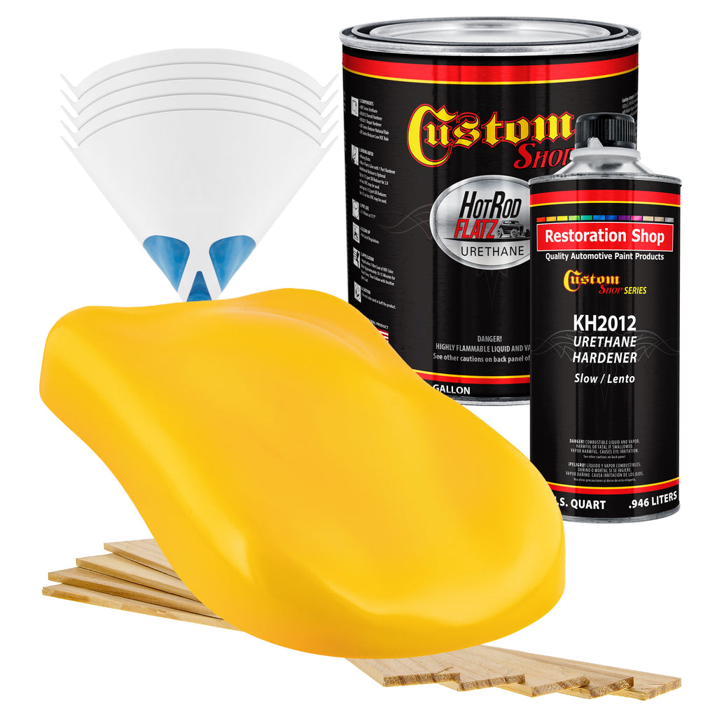Citrus Yellow - Hot Rod Flatz Flat Matte Satin Urethane Auto Paint - Complete Gallon Paint Kit