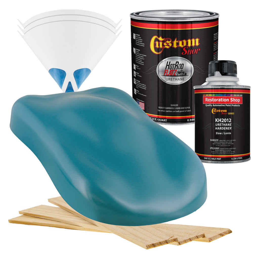 Medium Blue - Hot Rod Flatz Flat Matte Satin Urethane Auto Paint - Complete Quart Paint Kit Coating