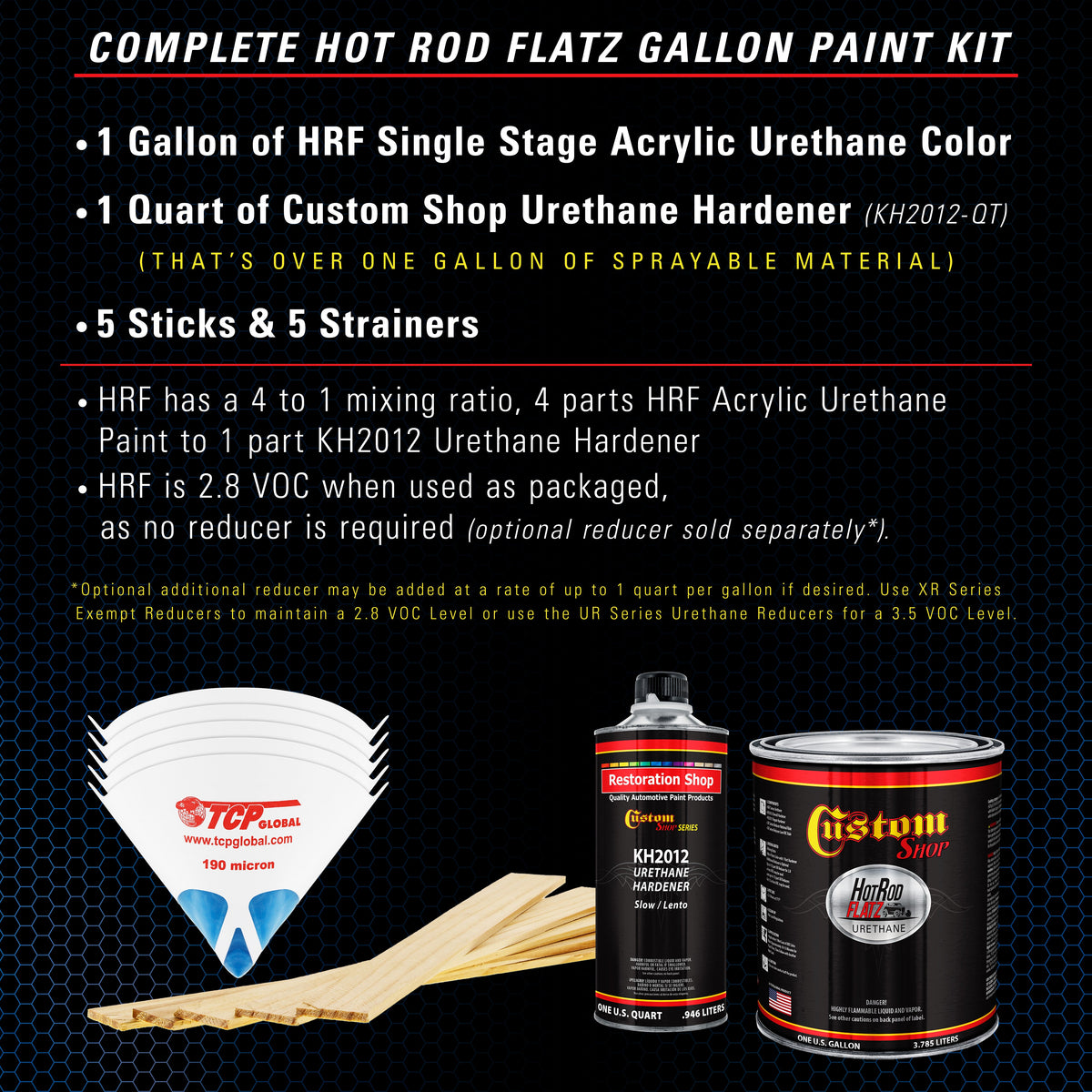 Reflex Blue - Hot Rod Flatz Flat Matte Satin Urethane Auto Paint - Complete Gallon Paint Kit Coating