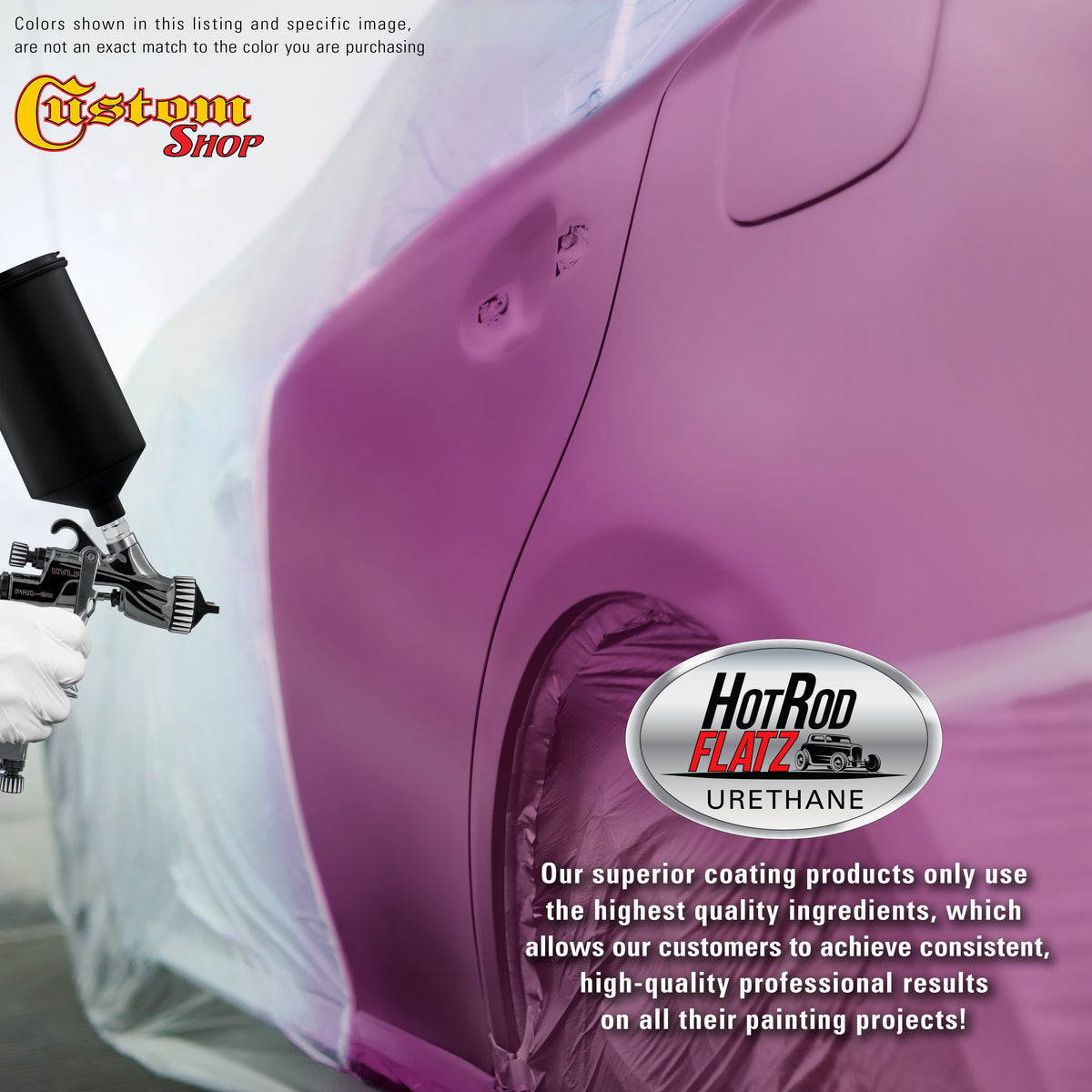 Magenta - Hot Rod Flatz Flat Matte Satin Urethane Auto Paint - Complete Gallon Paint Kit Coating, 4:1