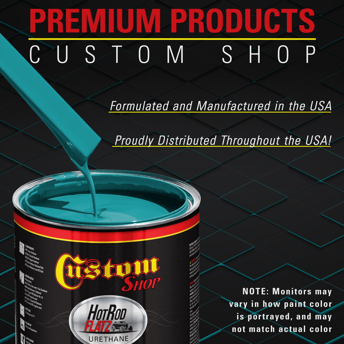 Deep Aqua - Hot Rod Flatz Flat Matte Satin Urethane Auto Paint - Complete Quart Paint Kit Coating, 4:1