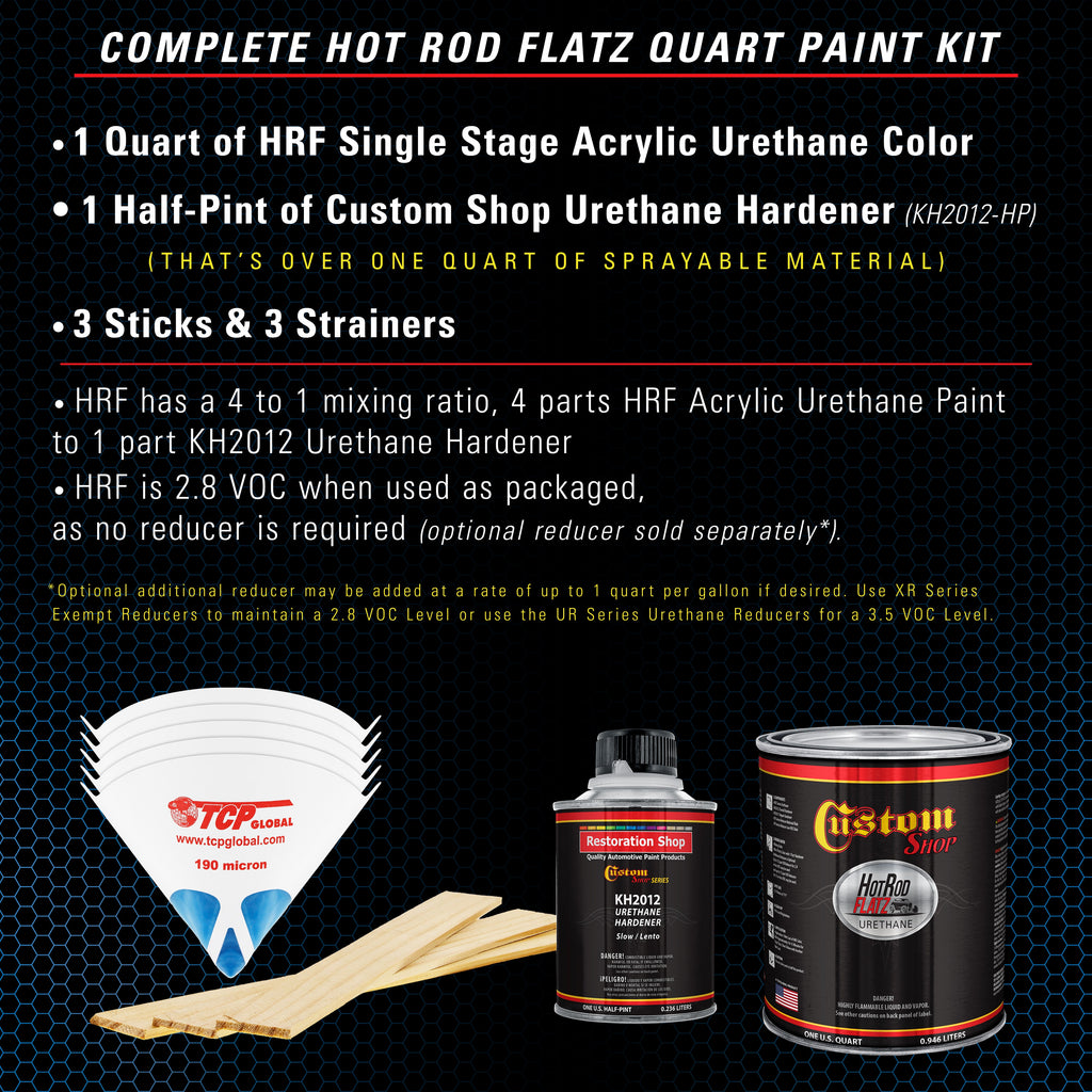Grabber Blue - Hot Rod Flatz Flat Matte Satin Urethane Auto Paint - Complete Quart Paint Kit Coating