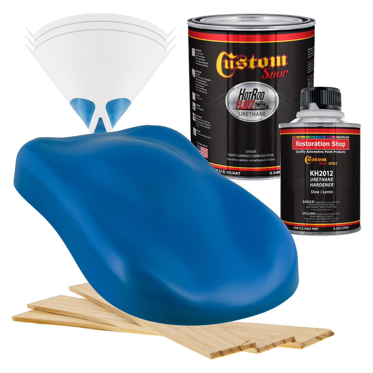 Coastal Highway Blue - Hot Rod Flatz Flat Matte Satin Urethane Auto Paint - Complete Quart Paint Kit