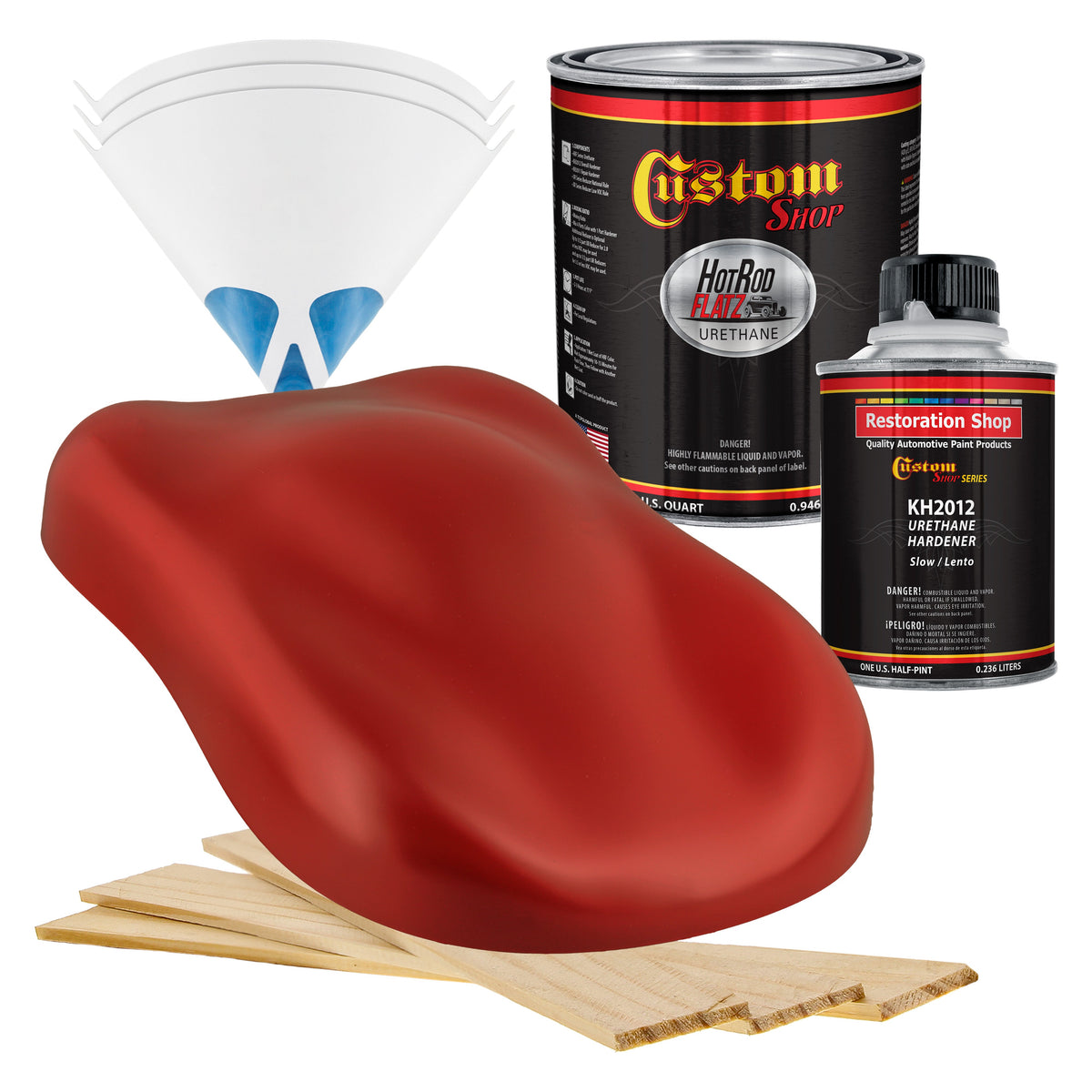 Swift Red - Hot Rod Flatz Flat Matte Satin Urethane Auto Paint - Complete Quart Paint Kit Coating, 4:1