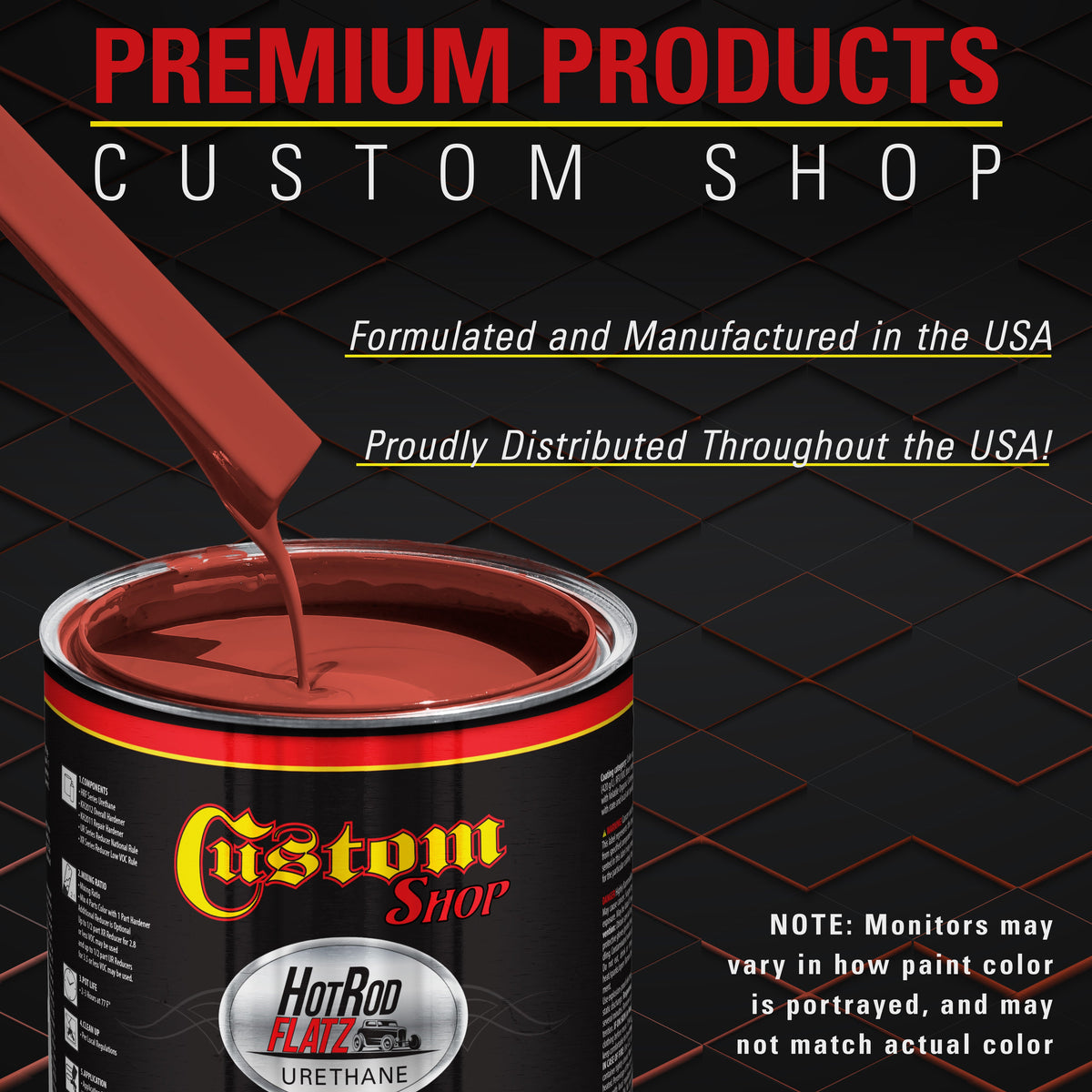 Brickyard Red - Hot Rod Flatz Flat Matte Satin Urethane Auto Paint - Complete Quart Paint Kit Coating
