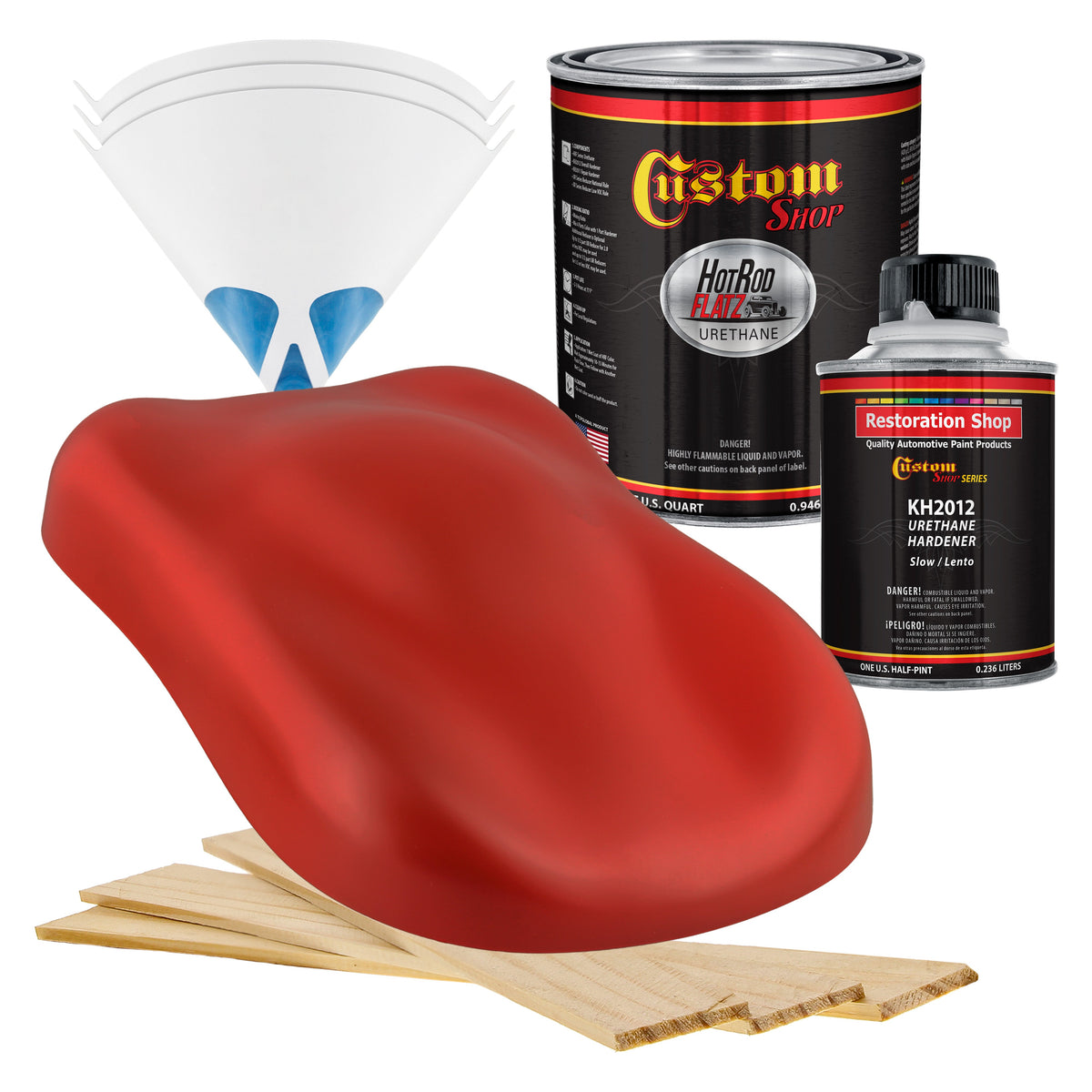 Tractor Red - Hot Rod Flatz Flat Matte Satin Urethane Auto Paint - Complete Quart Paint Kit Coating
