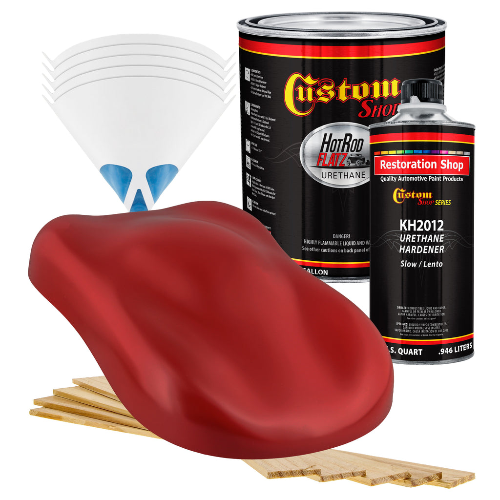 Monza Red - Hot Rod Flatz Flat Matte Satin Urethane Auto Paint - Complete Gallon Paint Kit Coating