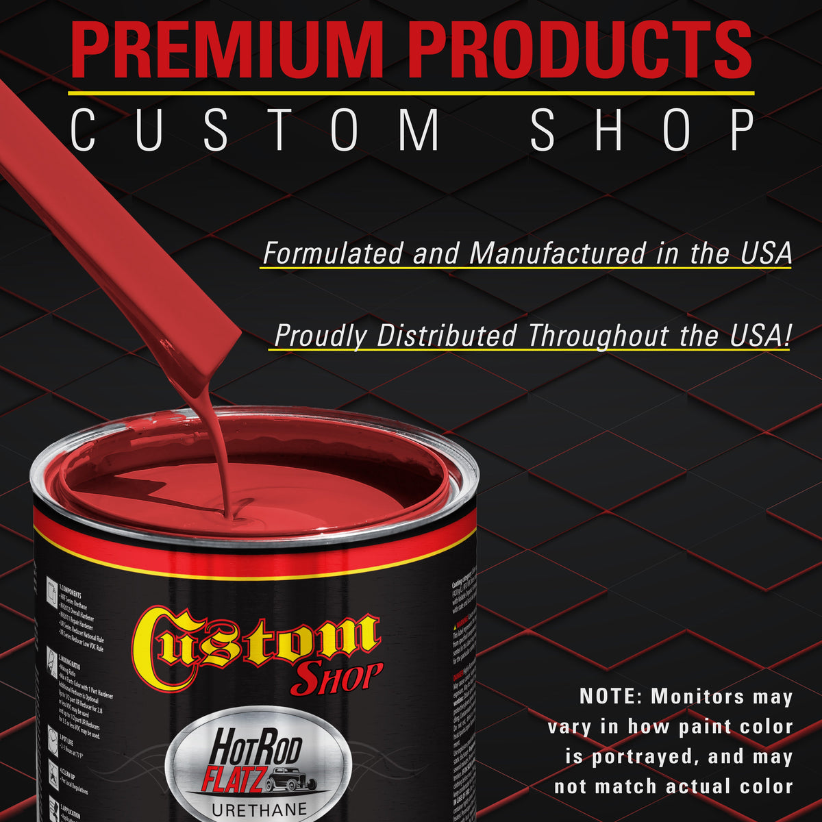 Monza Red - Hot Rod Flatz Flat Matte Satin Urethane Auto Paint - Complete Gallon Paint Kit Coating