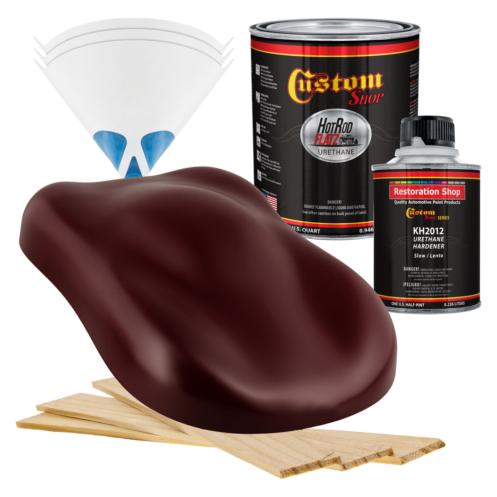Carmine Red - Hot Rod Flatz Flat Matte Satin Urethane Auto Paint - Complete Quart Paint Kit Coating