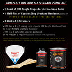 Rally Red - Hot Rod Flatz Flat Matte Satin Urethane Auto Paint - Complete Quart Paint Kit Coating, 4:1