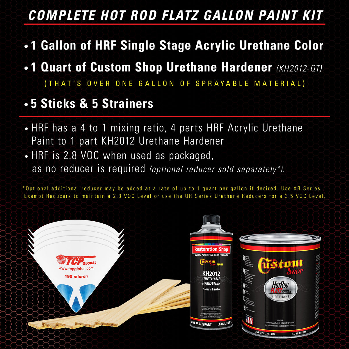 Jalapeno Bright Red - Hot Rod Flatz Flat Matte Satin Urethane Auto Paint - Complete Gallon Paint Kit