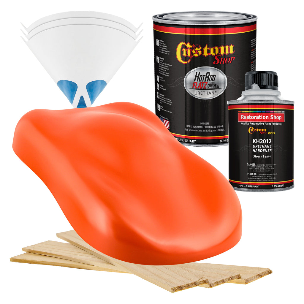 Charger Orange - Hot Rod Flatz Flat Matte Satin Urethane Auto Paint - Complete Quart Paint Kit