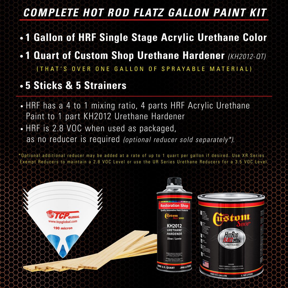 Sunset Orange - Hot Rod Flatz Flat Matte Satin Urethane Auto Paint - Complete Gallon Paint Kit