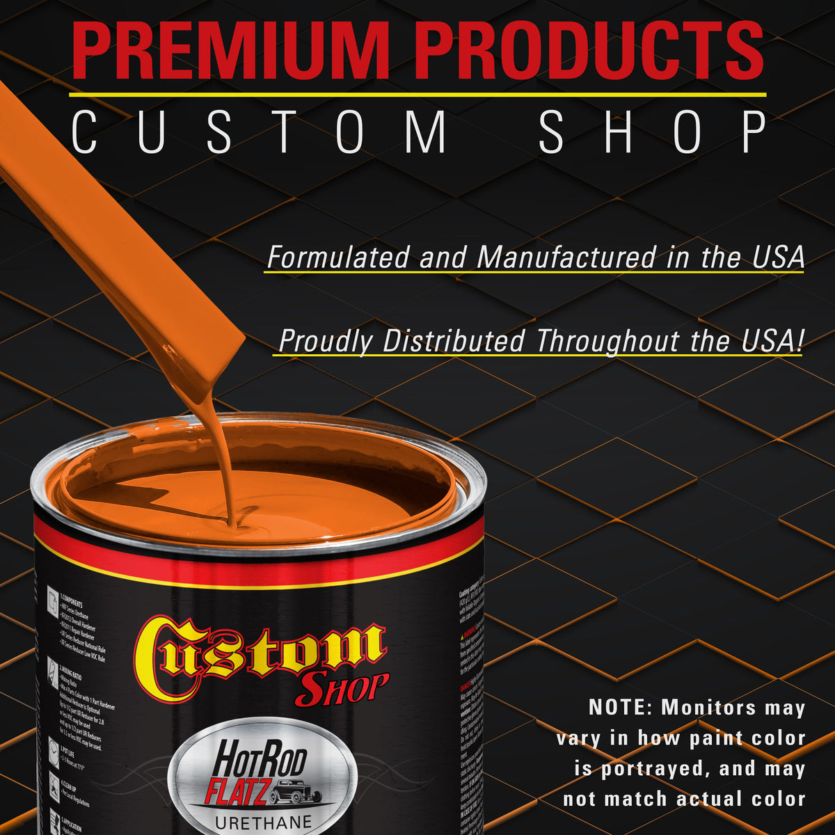 Burnt Orange - Hot Rod Flatz Flat Matte Satin Urethane Auto Paint - Complete Quart Paint Kit Coating
