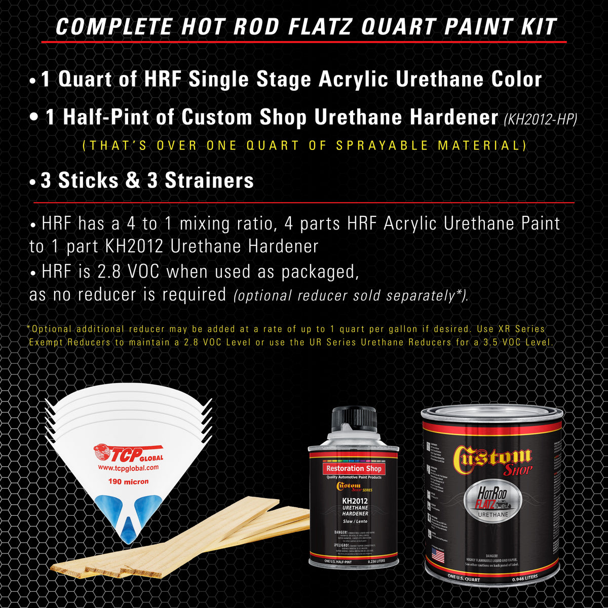 Titanium Gray Metallic - Hot Rod Flatz Flat Matte Satin Urethane Auto Paint - Complete Quart Paint Kit