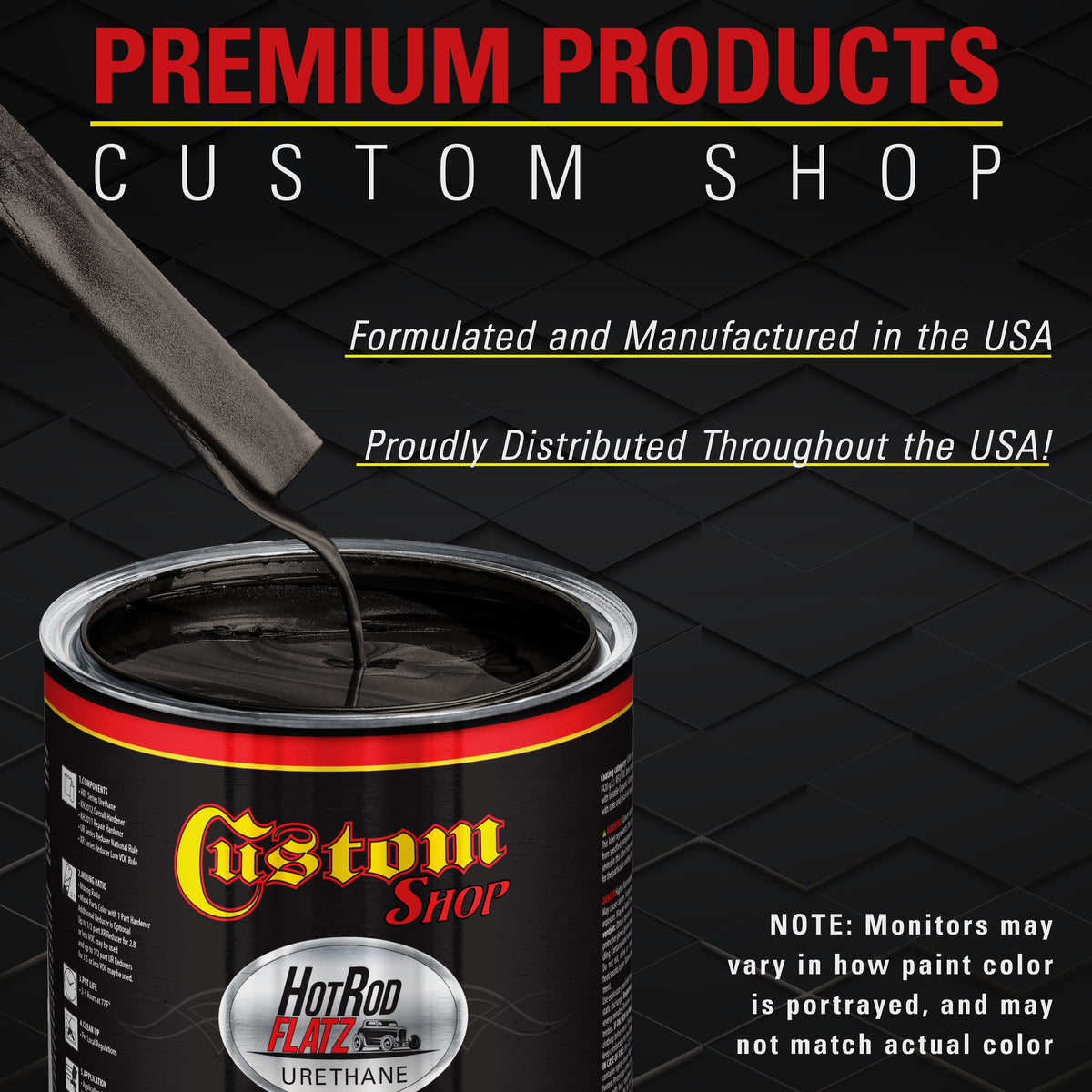 Black Metallic - Hot Rod Flatz Flat Matte Satin Urethane Auto Paint - Complete Quart Paint Kit
