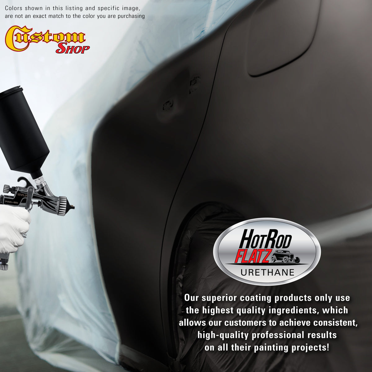 Black Sparkle Metallic - Hot Rod Flatz Flat Matte Satin Urethane Auto Paint - Complete Gallon Paint Kit