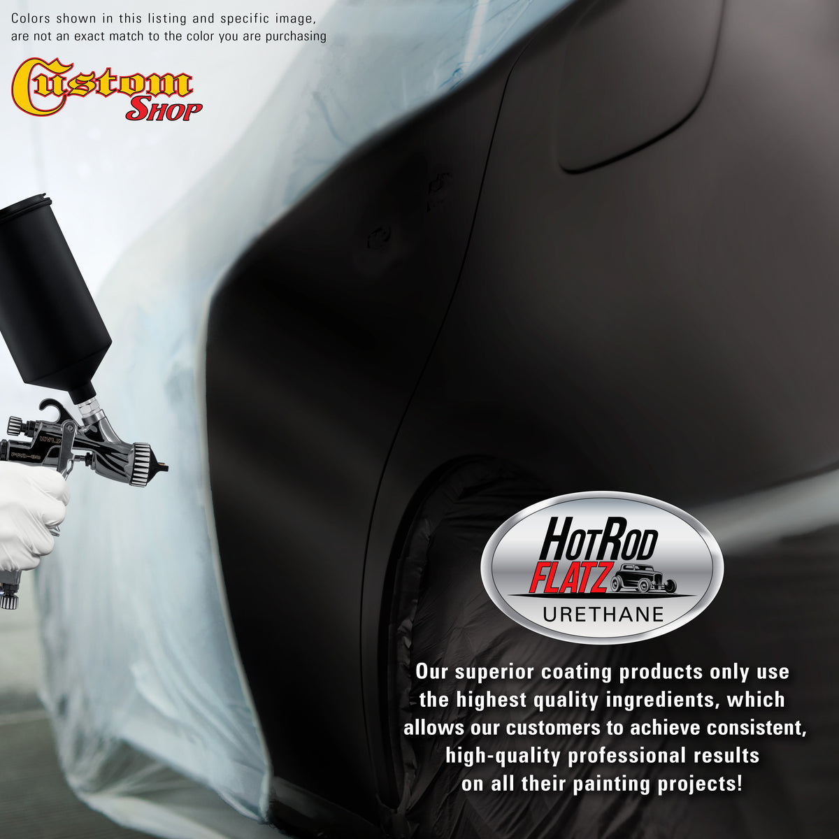 Phantom Black Metallic - Hot Rod Flatz Flat Matte Satin Urethane Auto Paint - Complete Gallon Paint Kit