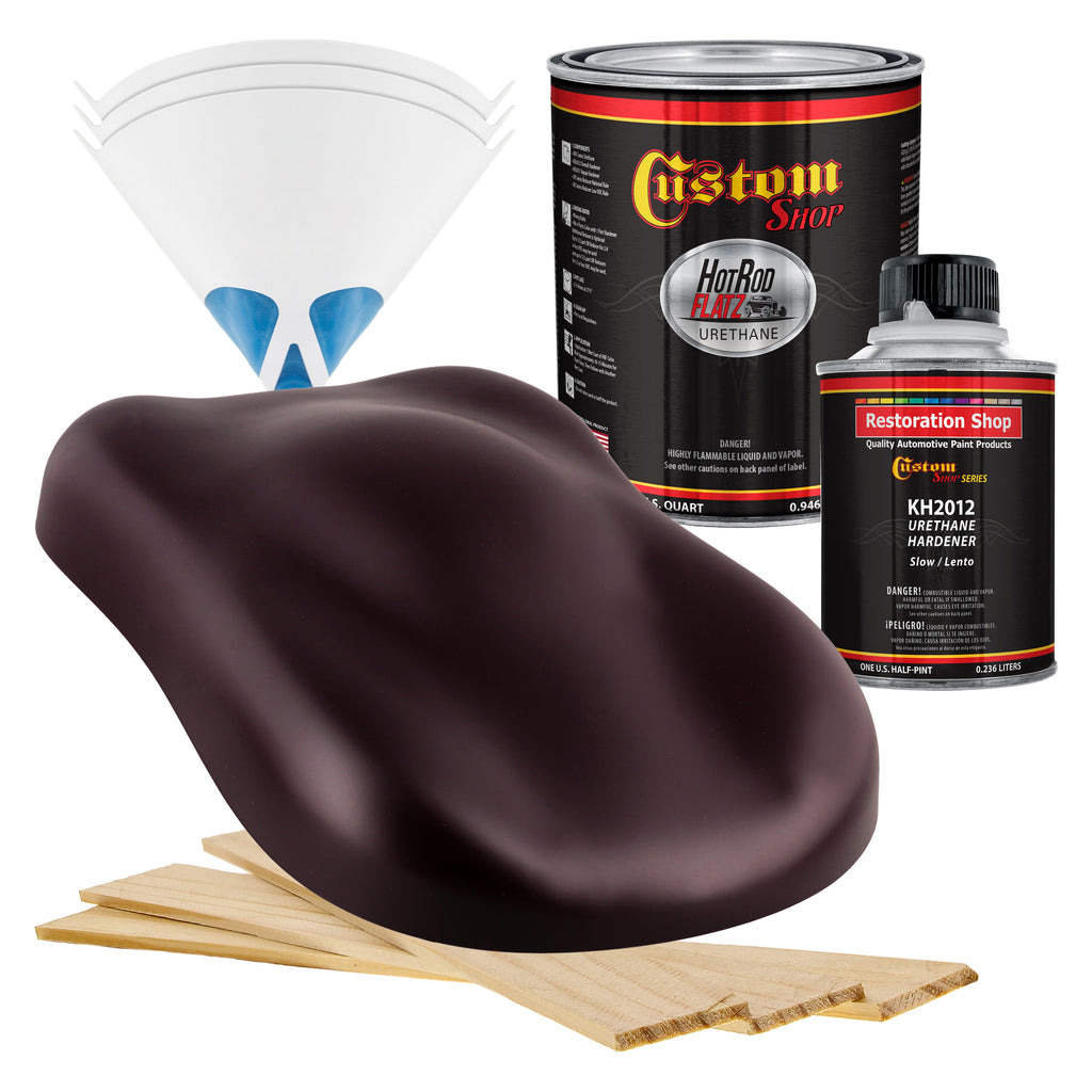 Deep Maroon - Hot Rod Flatz Flat Matte Satin Urethane Auto Paint - Complete Quart Paint Kit Coating