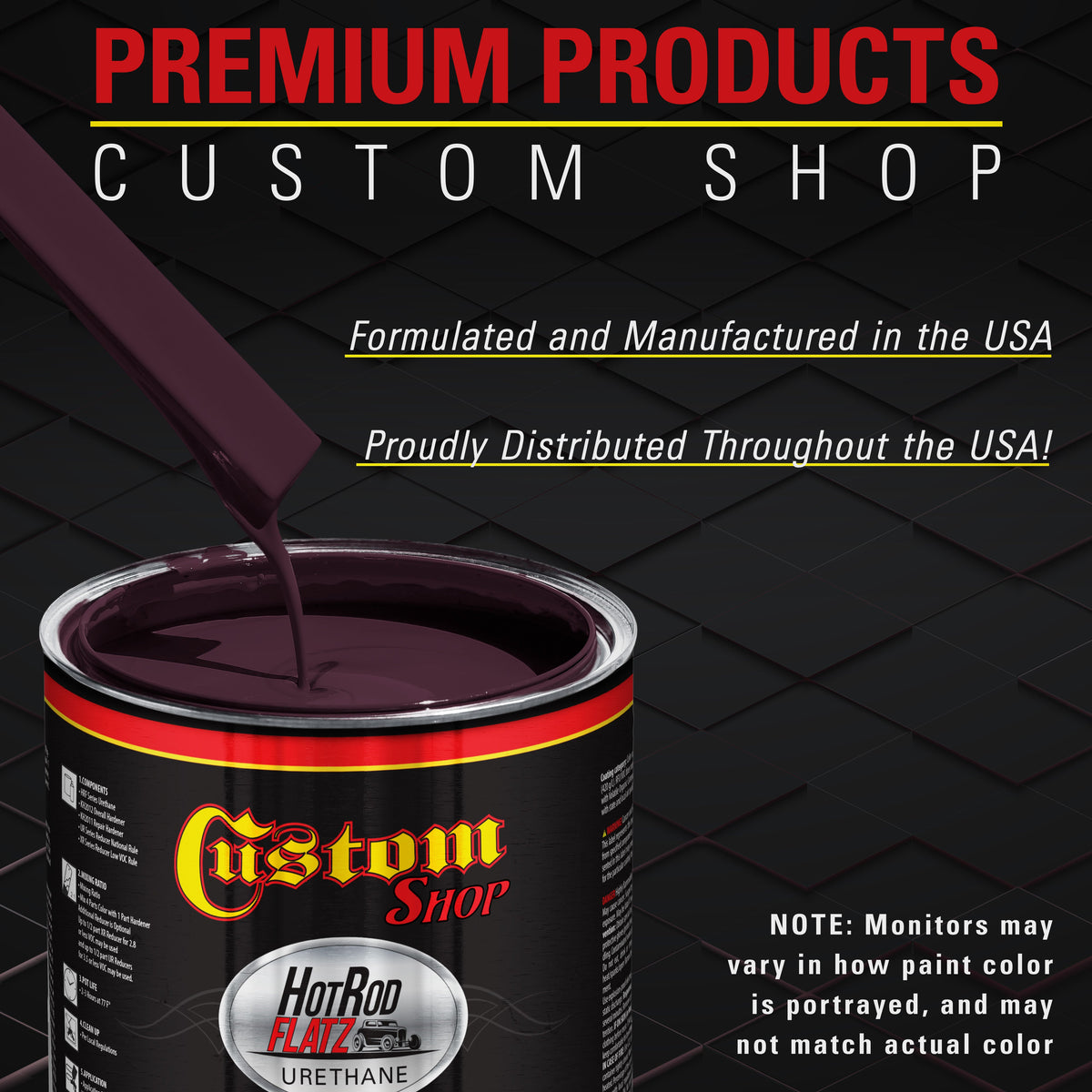 Deep Maroon - Hot Rod Flatz Flat Matte Satin Urethane Auto Paint - Complete Quart Paint Kit Coating