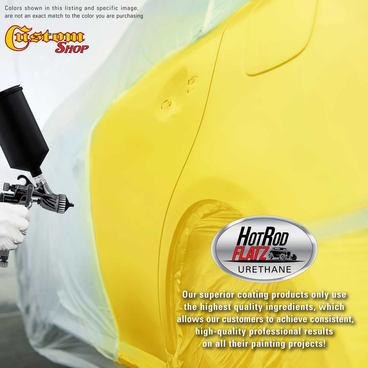 Rally Yellow - Hot Rod Flatz Flat Matte Satin Urethane Auto Paint - Complete Gallon Paint Kit Coating