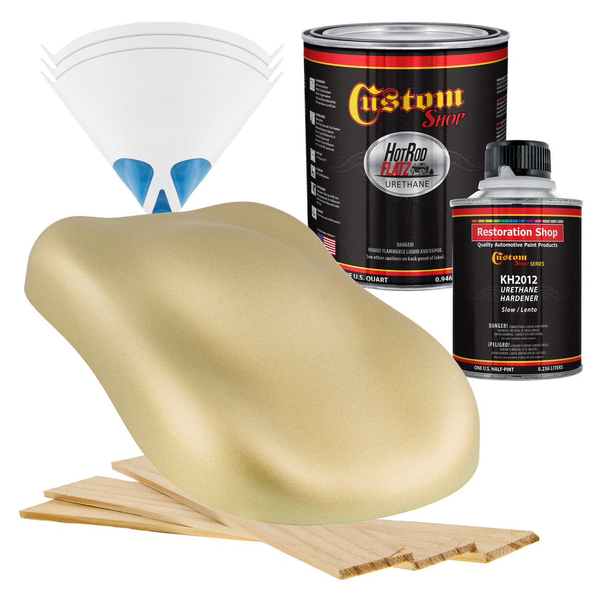 Champagne Gold Metallic - Hot Rod Flatz Flat Matte Satin Urethane Auto Paint - Complete Quart Paint Kit