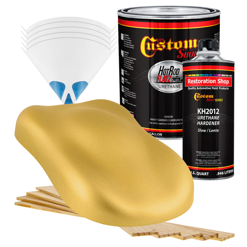 Anniversary Gold Metallic - Hot Rod Flatz Flat Matte Satin Urethane Auto Paint - Complete Gallon Paint Kit