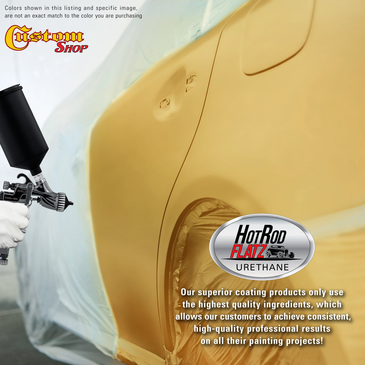Anniversary Gold Metallic - Hot Rod Flatz Flat Matte Satin Urethane Auto Paint - Complete Gallon Paint Kit