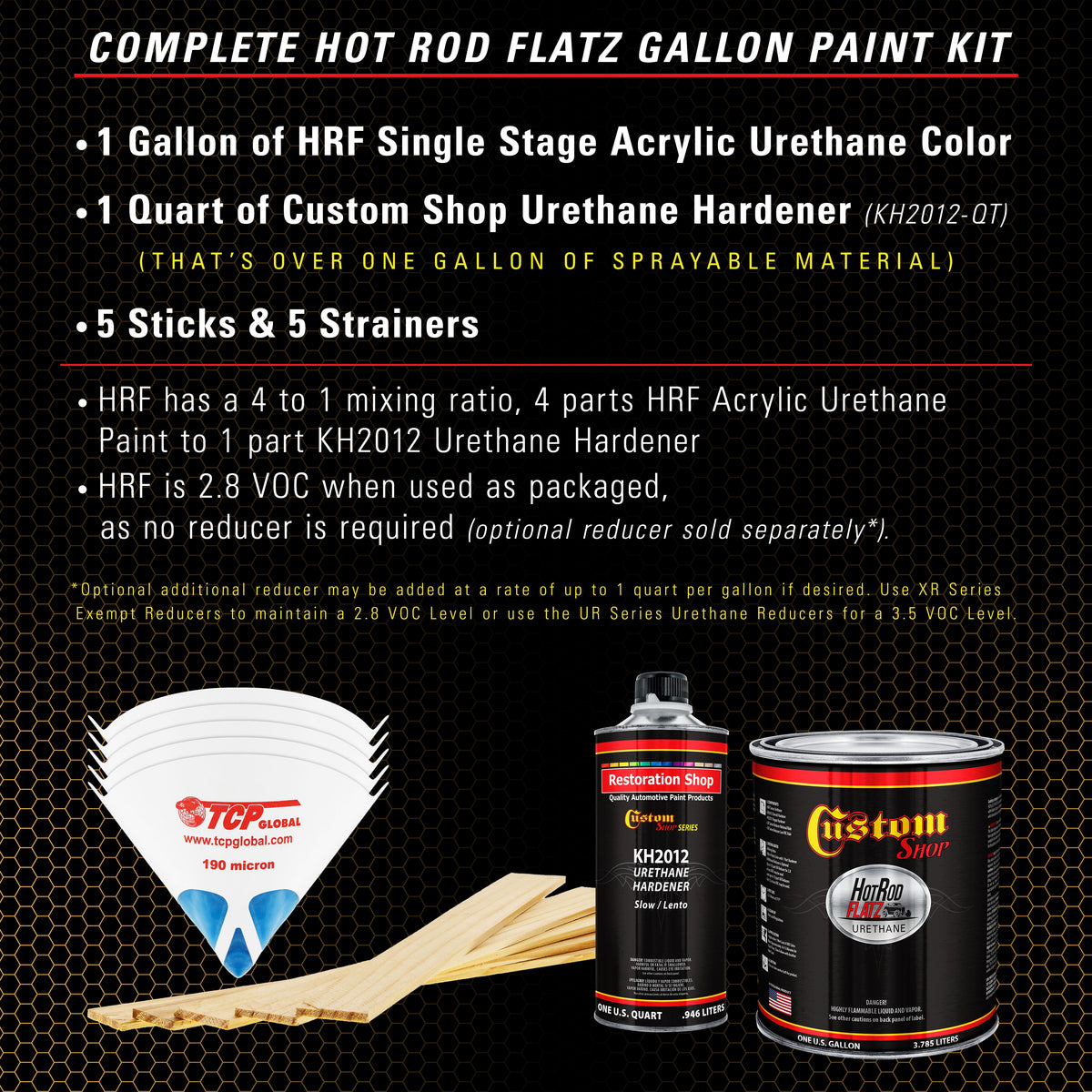 Autumn Gold Metallic - Hot Rod Flatz Flat Matte Satin Urethane Auto Paint - Complete Gallon Paint Kit