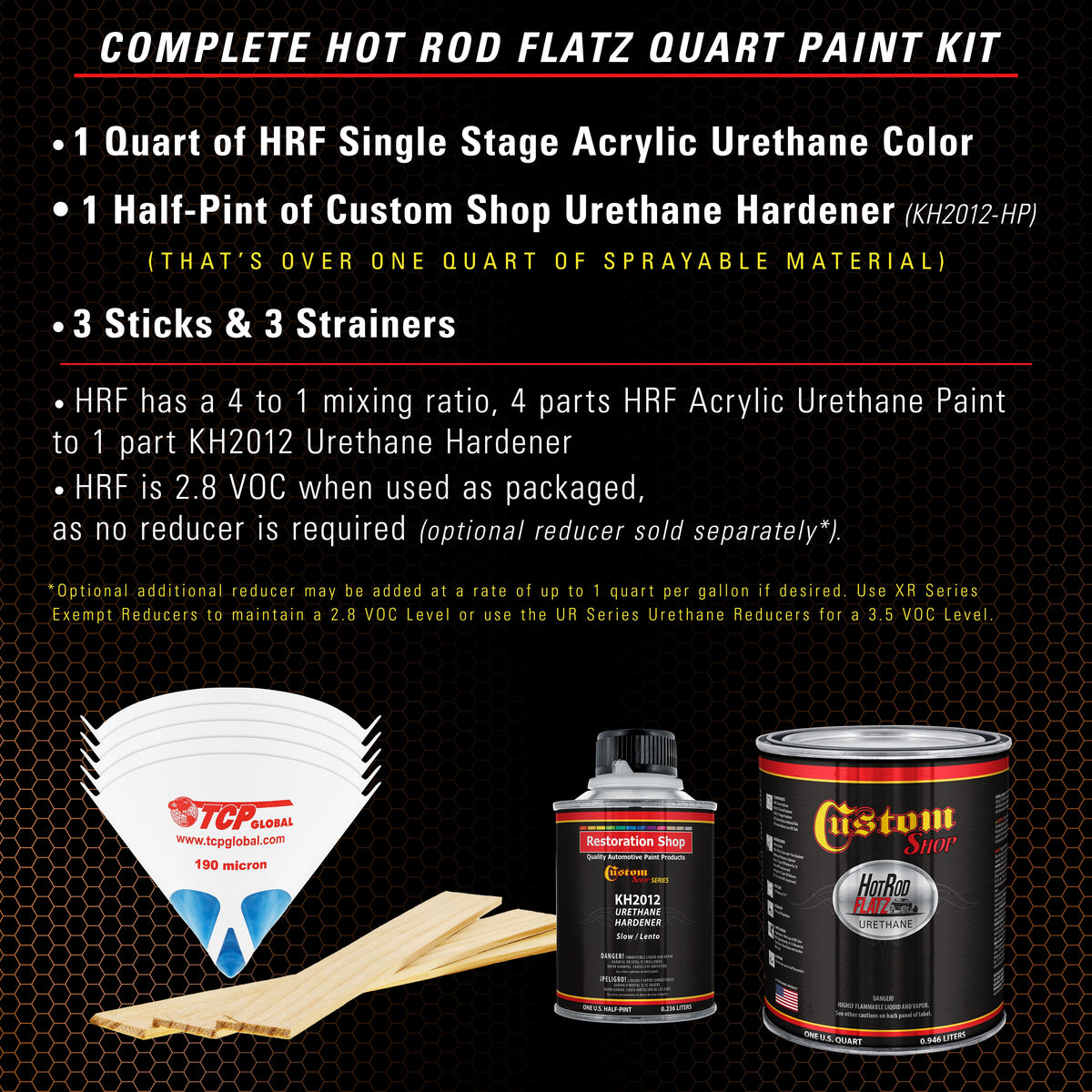 Atomic Orange Pearl - Hot Rod Flatz Flat Matte Satin Urethane Auto Paint - Complete Quart Paint Kit