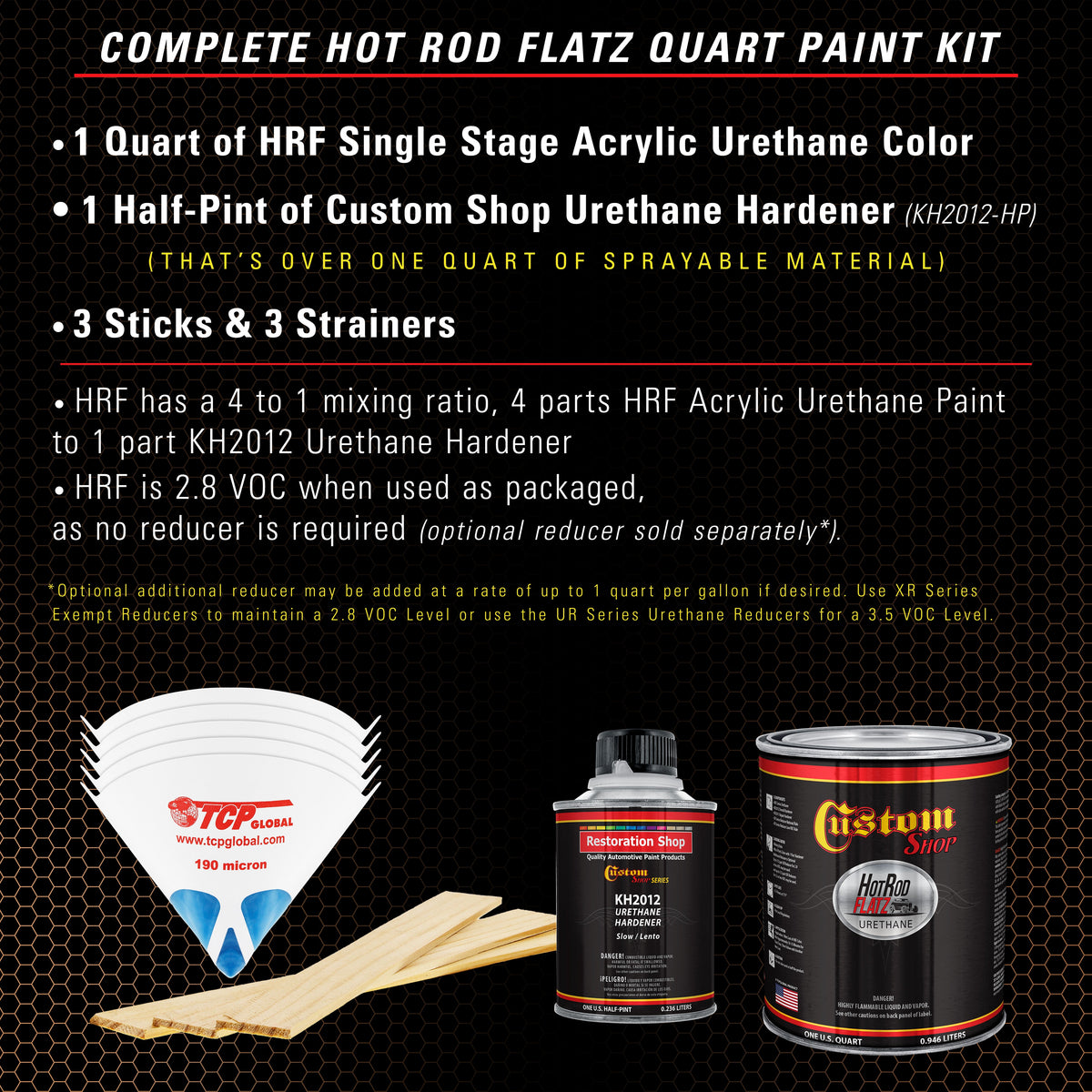Ginger Metallic - Hot Rod Flatz Flat Matte Satin Urethane Auto Paint - Complete Quart Paint Kit