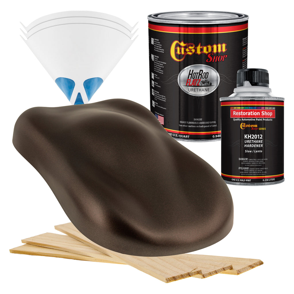 Mahogany Brown Metallic - Hot Rod Flatz Flat Matte Satin Urethane Auto Paint - Complete Quart Paint Kit