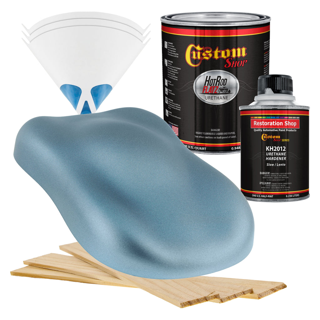 Glacier Blue Metallic - Hot Rod Flatz Flat Matte Satin Urethane Auto Paint - Complete Quart Paint Kit