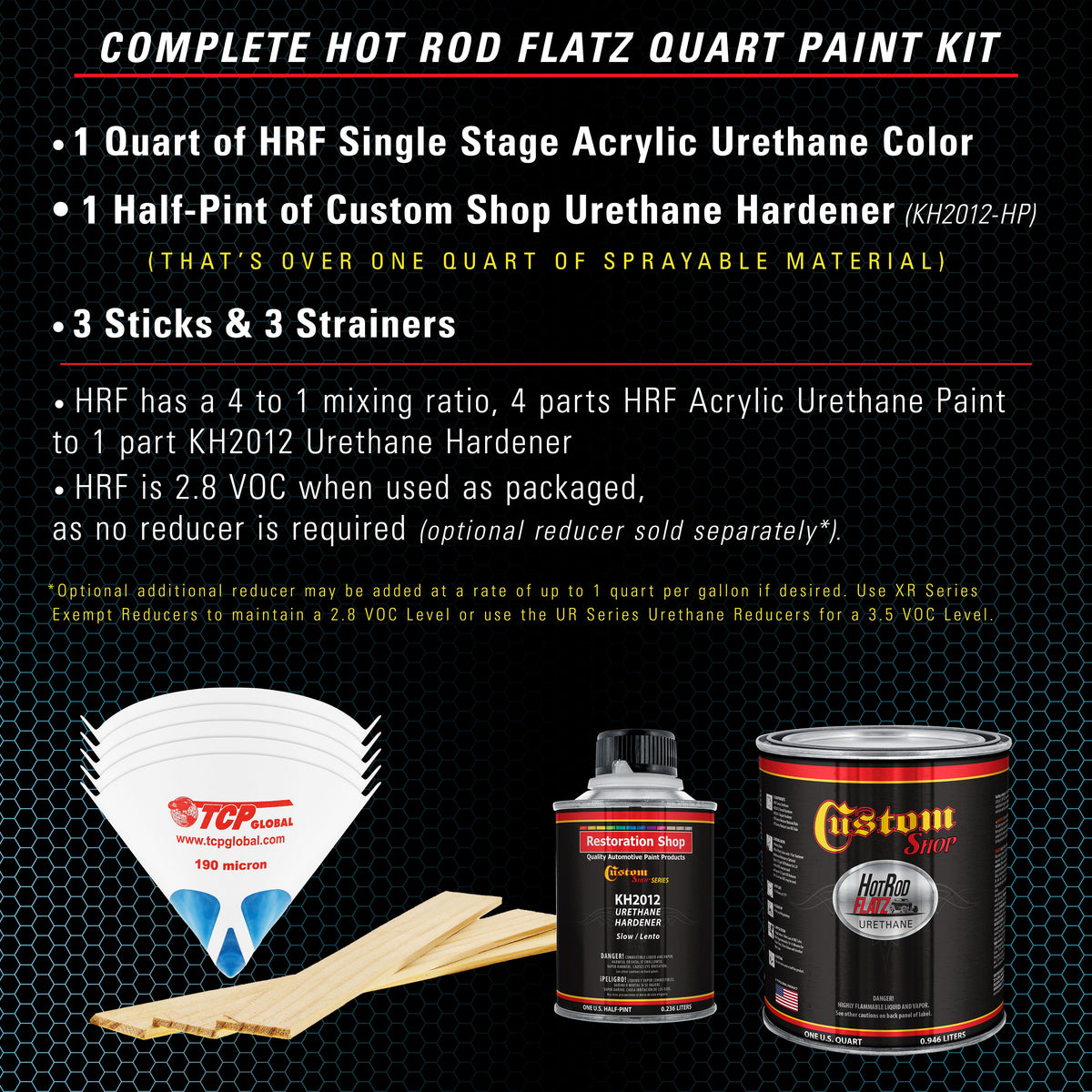 Azure Blue Metallic - Hot Rod Flatz Flat Matte Satin Urethane Auto Paint - Complete Quart Paint Kit