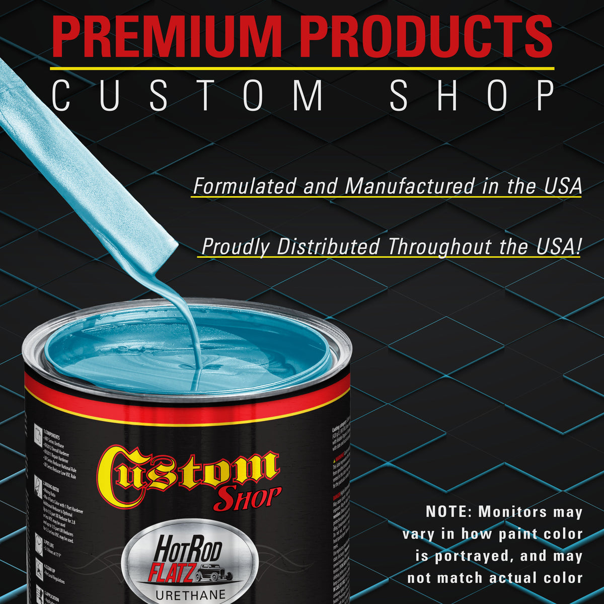 Azure Blue Metallic - Hot Rod Flatz Flat Matte Satin Urethane Auto Paint - Complete Quart Paint Kit