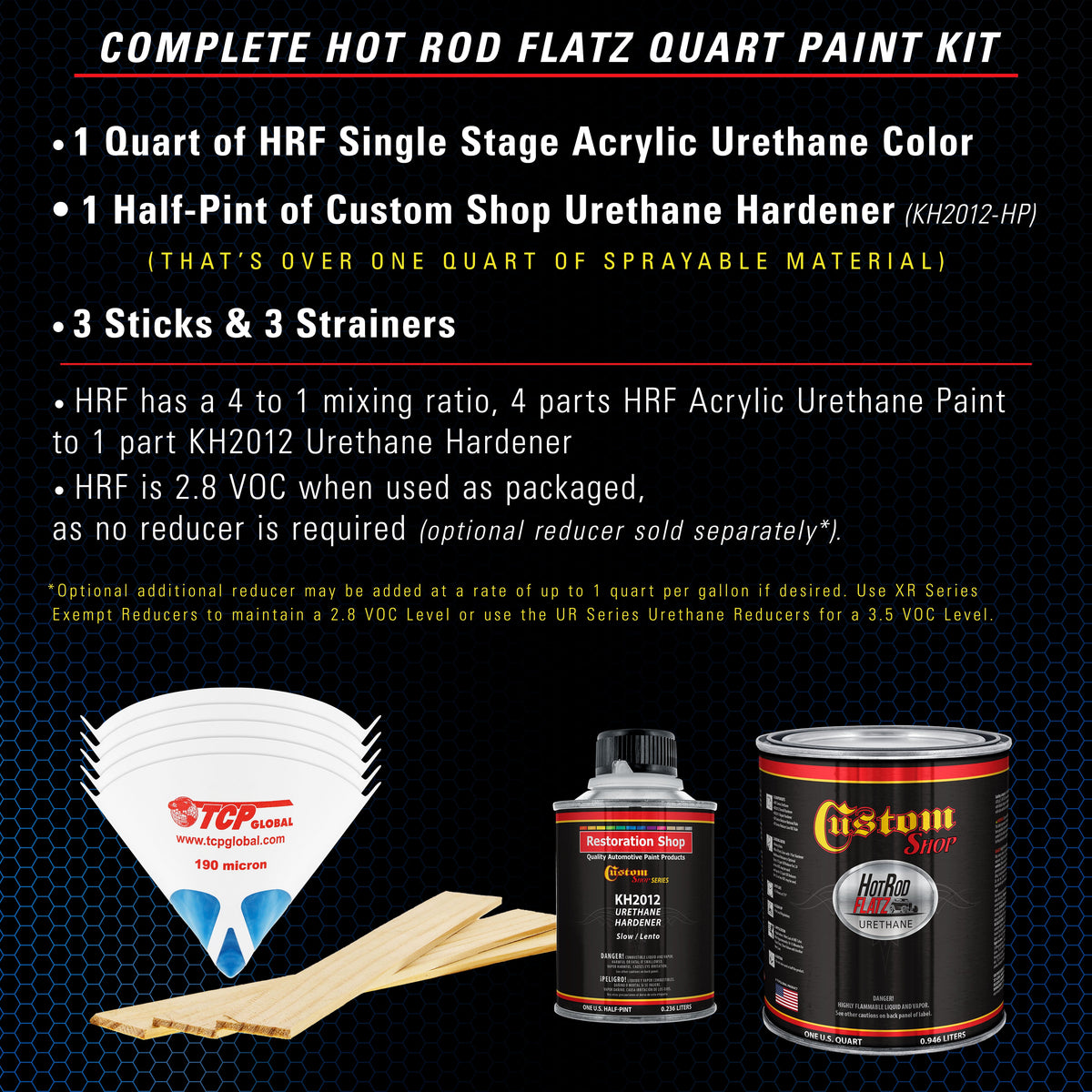 Viper Blue Metallic - Hot Rod Flatz Flat Matte Satin Urethane Auto Paint - Complete Quart Paint Kit