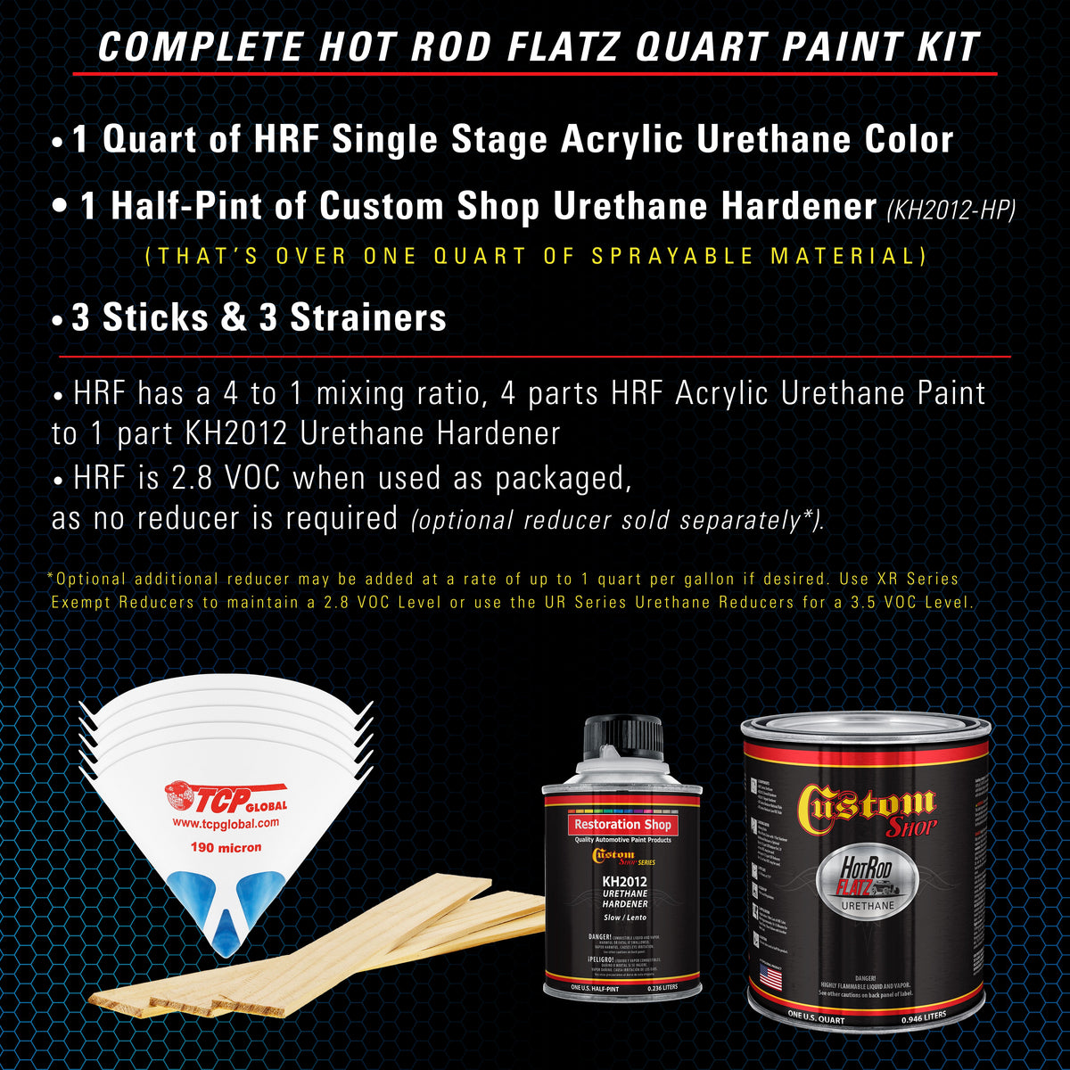 Cruise Night Blue Metallic - Hot Rod Flatz Flat Matte Satin Urethane Auto Paint - Complete Quart Paint Kit