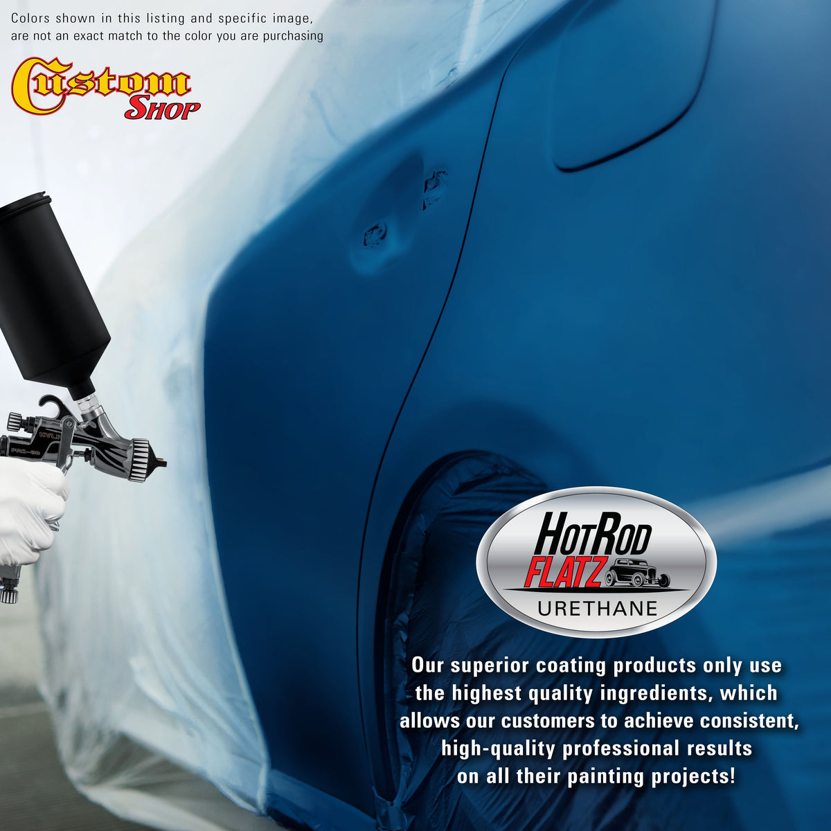 Fiji Blue Metallic - Hot Rod Flatz Flat Matte Satin Urethane Auto Paint - Complete Gallon Paint Kit