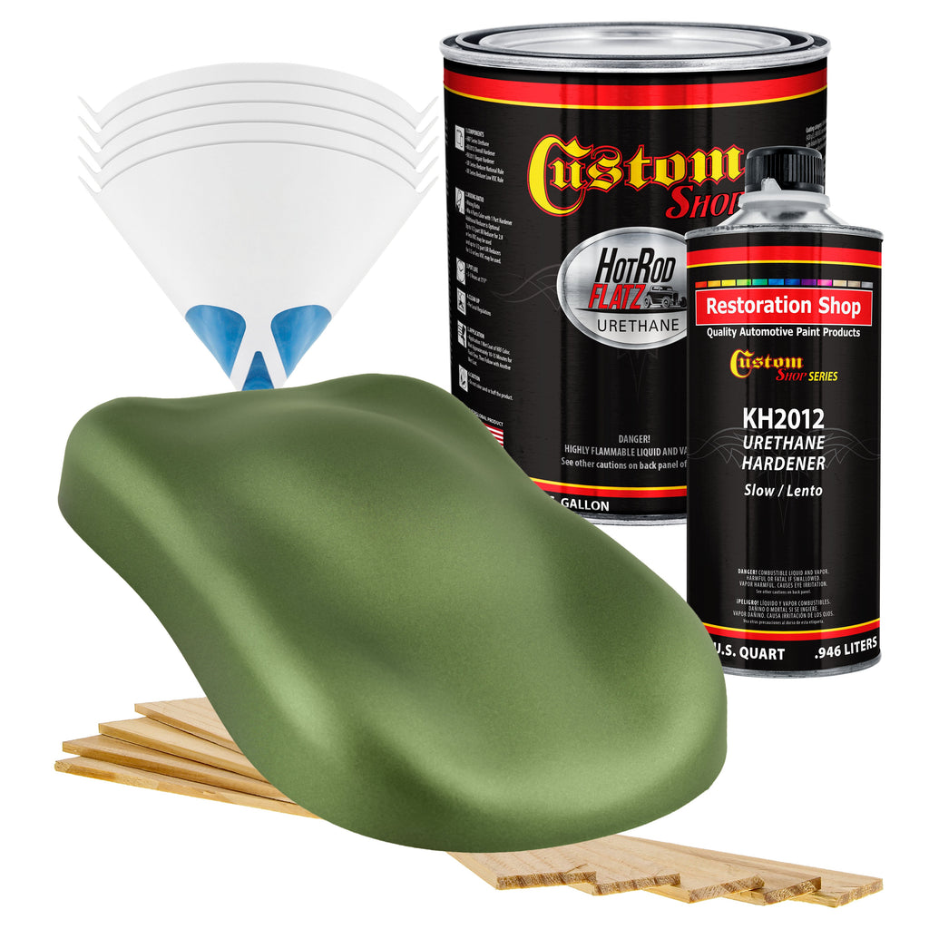 Medium Green Metallic - Hot Rod Flatz Flat Matte Satin Urethane Auto Paint - Complete Gallon Paint Kit