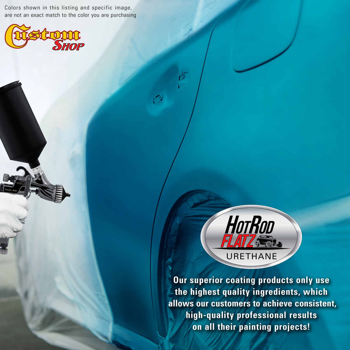 Teal Green Metallic - Hot Rod Flatz Flat Matte Satin Urethane Auto Paint - Complete Quart Paint Kit